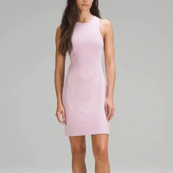 COPY - Lululemon Ribbed Softstreme Slim-Fit Tank Dress Pink Peony Women's Size 4 - Picture 1 of 5